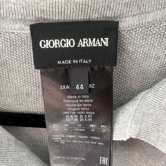 GIORGIO ARMANI Silk Knit Polo Shirt Collared Luxury Designer Unisex Minimalist - Picture 4 of 8